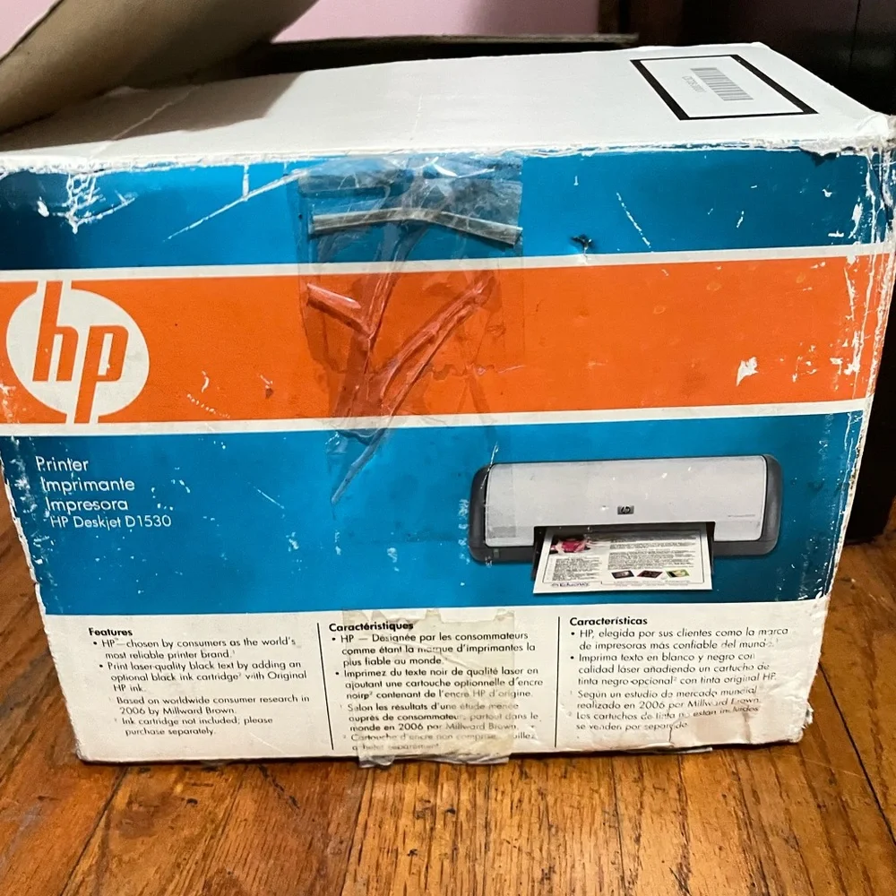 HP Deskjet Printer with Blue and Orange Box
